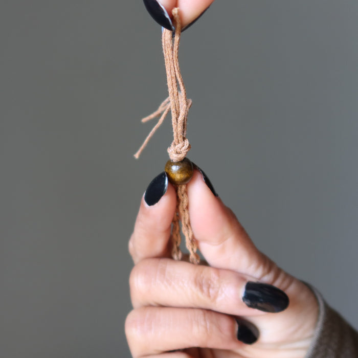 leopard jasper tumbled macrame necklace