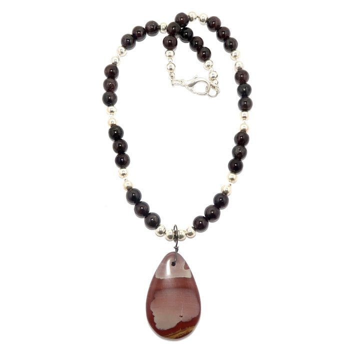 mookaite jasper and red garnet necklace
