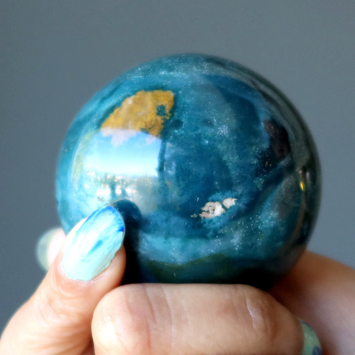 green ocean jasper sphere