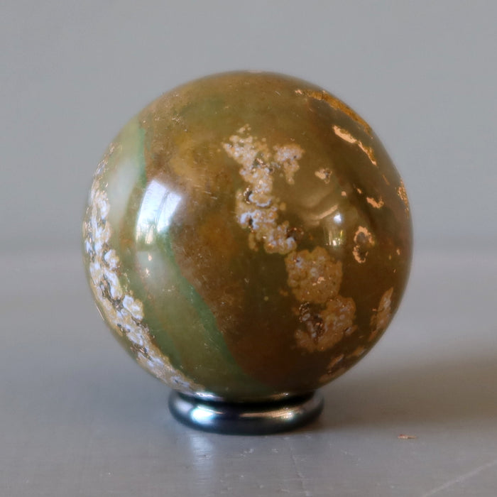 Ocean Jasper Sphere Green Brown Crater Crystal Ball