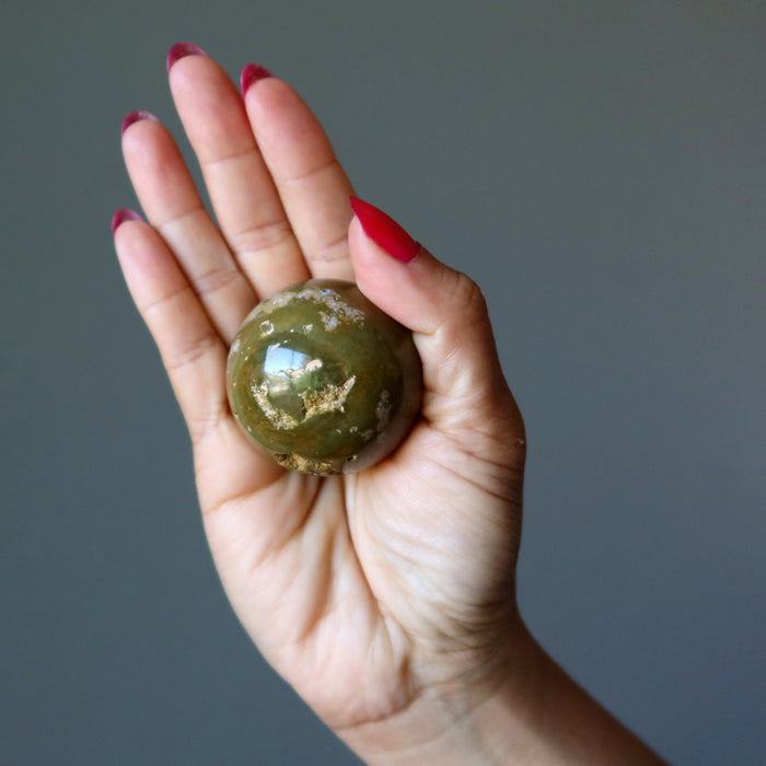 Ocean Jasper Sphere Green Brown Crater Crystal Ball