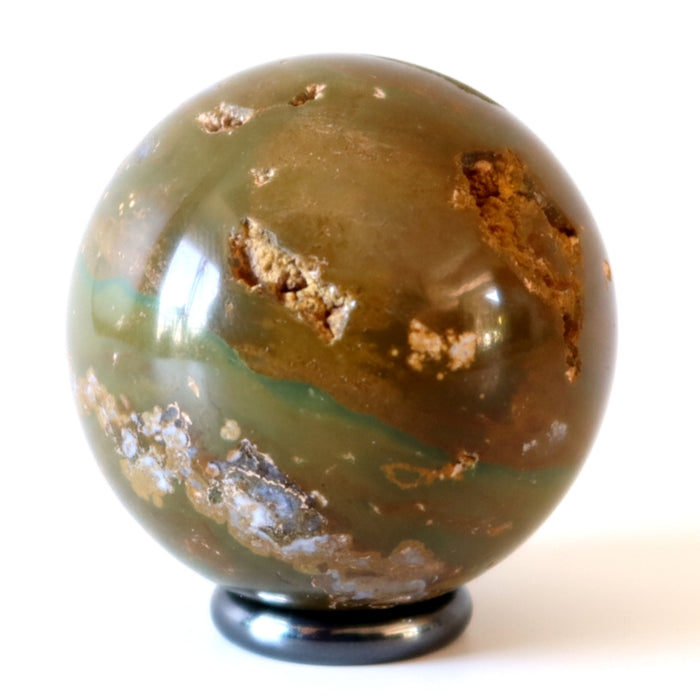 Ocean Jasper Sphere Green Brown Crater Crystal Ball