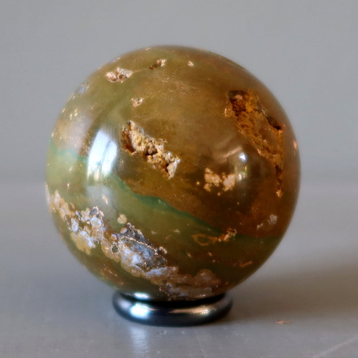 Ocean Jasper Sphere Green Brown Crater Crystal Ball
