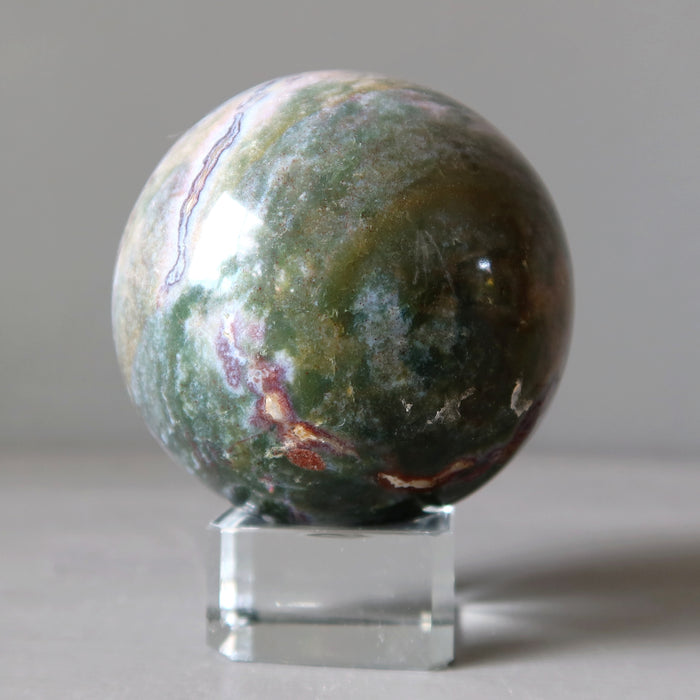 Ocean Jasper Sphere Pastel Wave Green Purple Crystal Ball