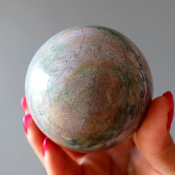 Ocean Jasper Sphere Pastel Wave Green Purple Crystal Ball