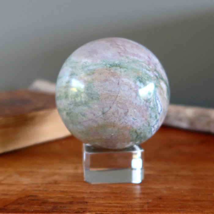 Ocean Jasper Sphere Pastel Wave Green Purple Crystal Ball