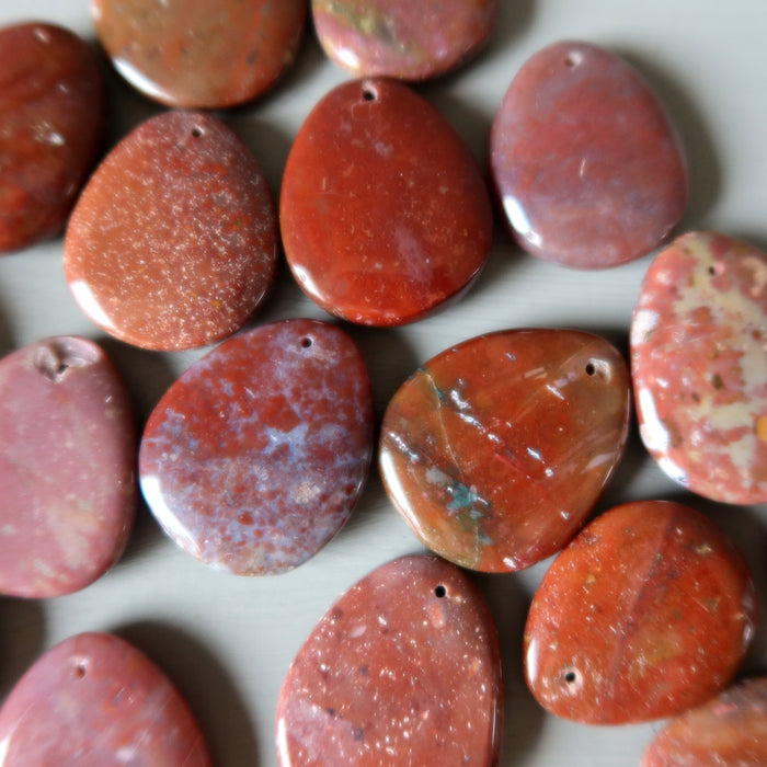 Red Jasper Pendant Bundle of 38 Drilled Drop Gems
