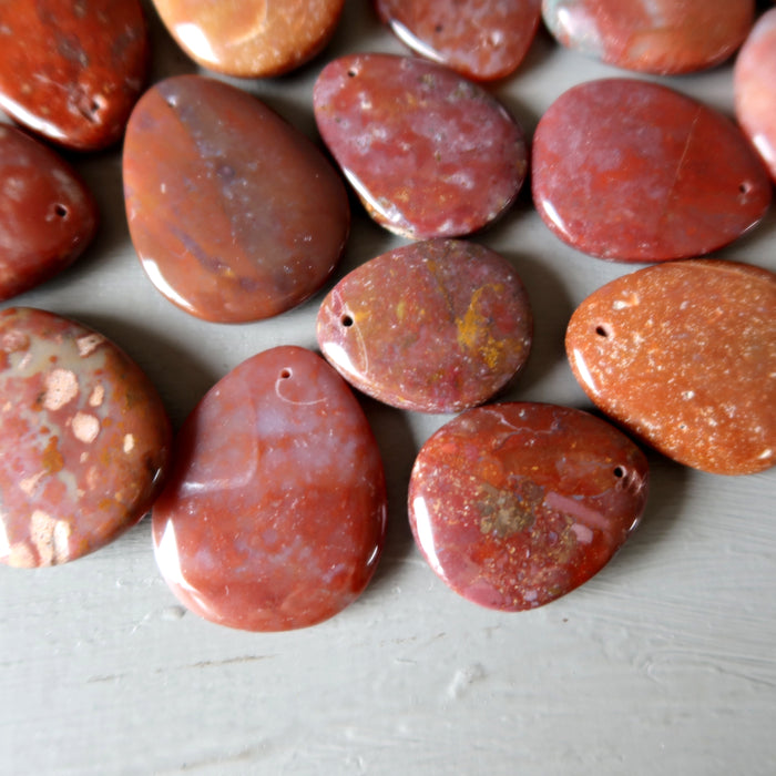 Red Jasper Pendant Bundle of 38 Drilled Drop Gems