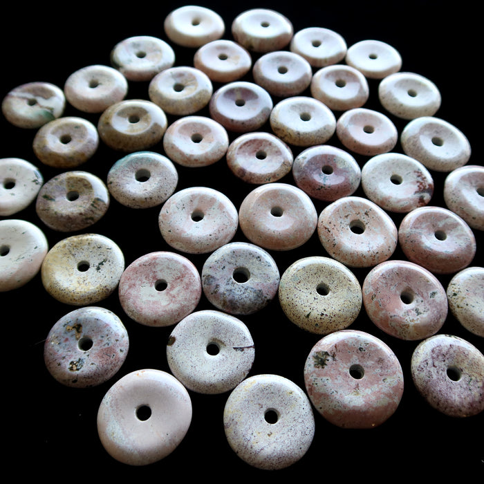 Jasper Gemstone Donut Pink Bundle of 59 Stand Focal Stones