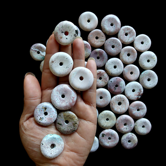 Jasper Gemstone Donut Pink Bundle of 59 Stand Focal Stones