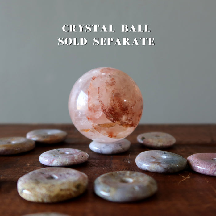 quartz crystal ball on jasper gemstone donut