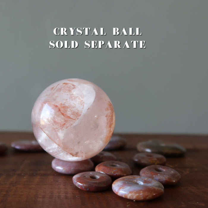 jasper donut gemstone with quartz sphere