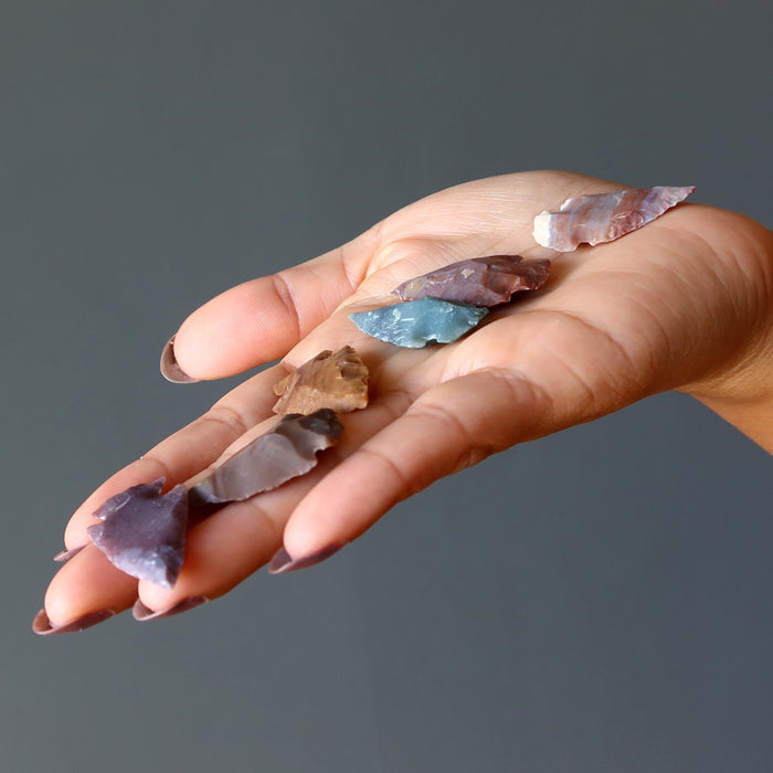6 colorful jasper arrowhead stones