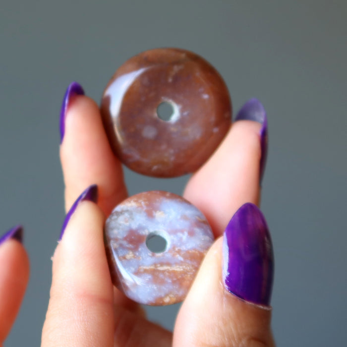 Jasper Gemstone Donut Bundle of 19 Red Brown Stand Focal Pendant