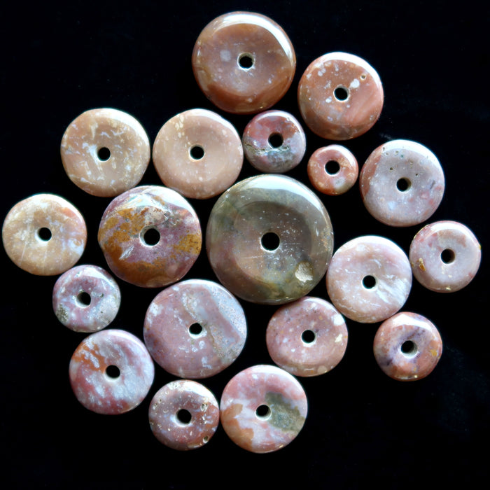 Jasper Gemstone Donut Bundle of 19 Red Brown Stand Focal Pendant