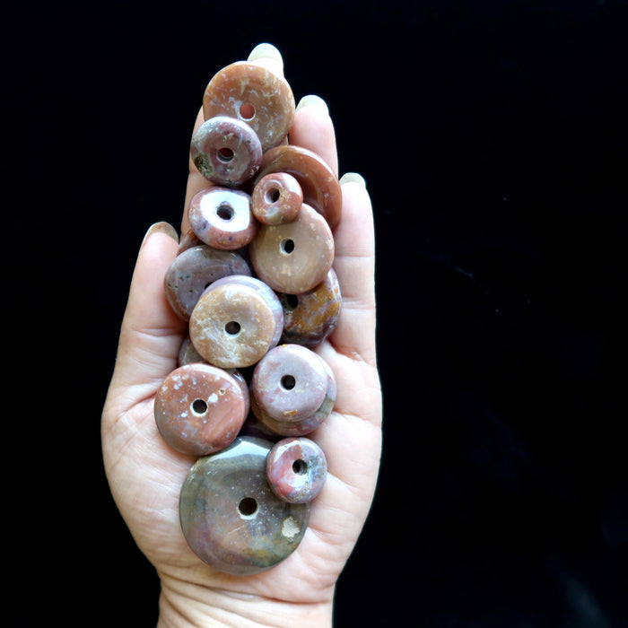Jasper Gemstone Donut Bundle of 19 Red Brown Stand Focal Pendant