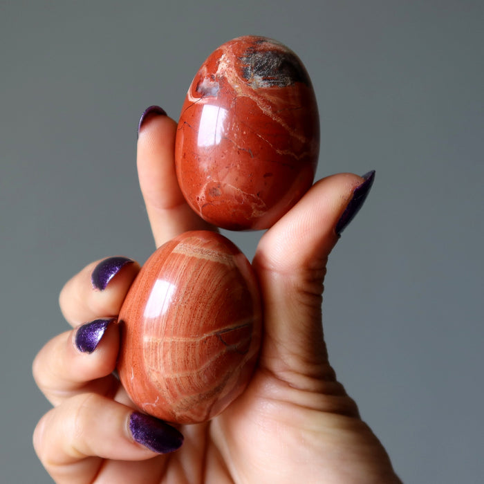 Red Jasper Egg Pair Natural Kundalini Spiritual Stone