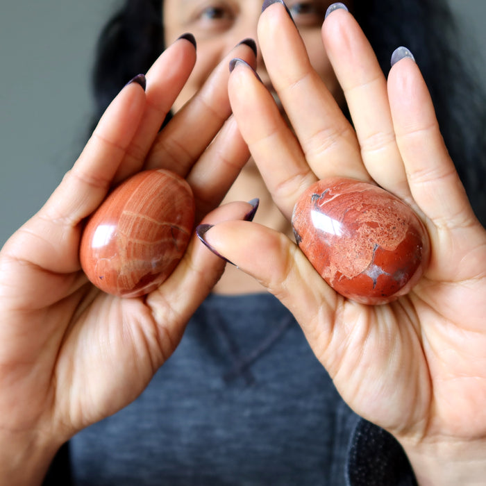 Red Jasper Egg Pair Natural Kundalini Spiritual Stone