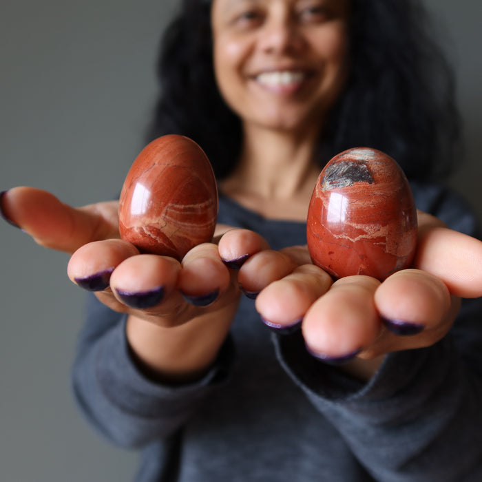 Red Jasper Egg Pair Natural Kundalini Spiritual Stone