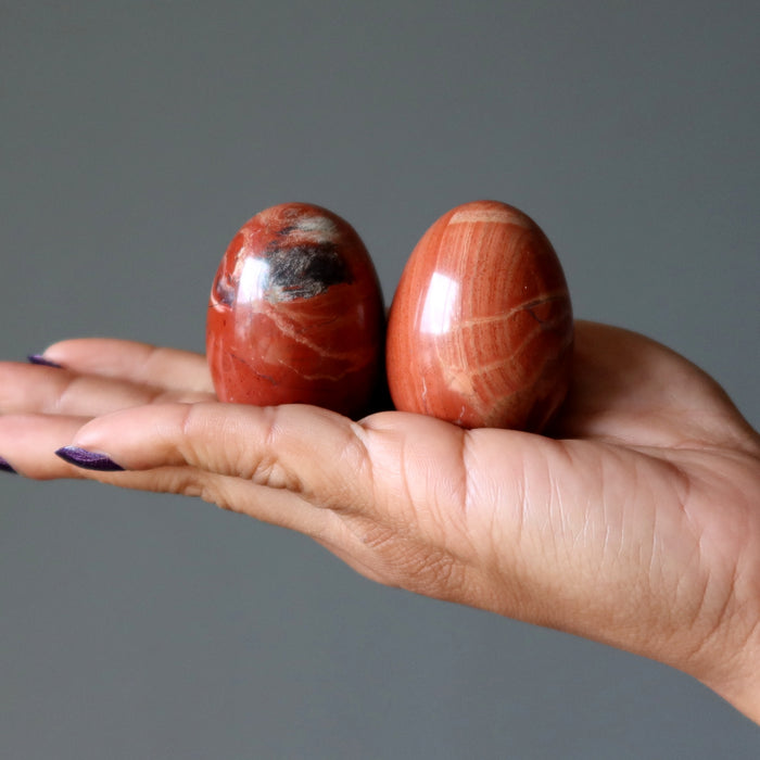 Red Jasper Egg Pair Natural Kundalini Spiritual Stone