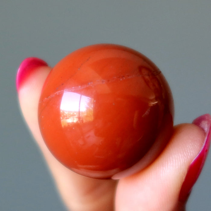 Red Jasper Sphere Pair Fire Desire Bright Crystal Balls