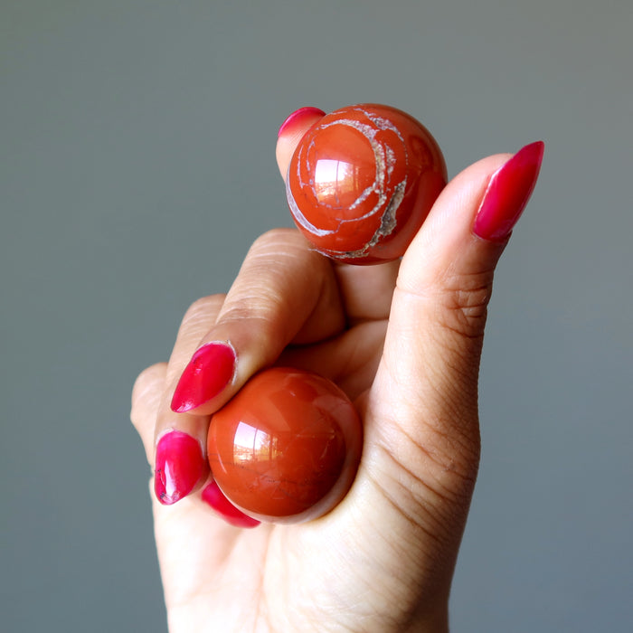 Red Jasper Sphere Pair Fire Desire Bright Crystal Balls