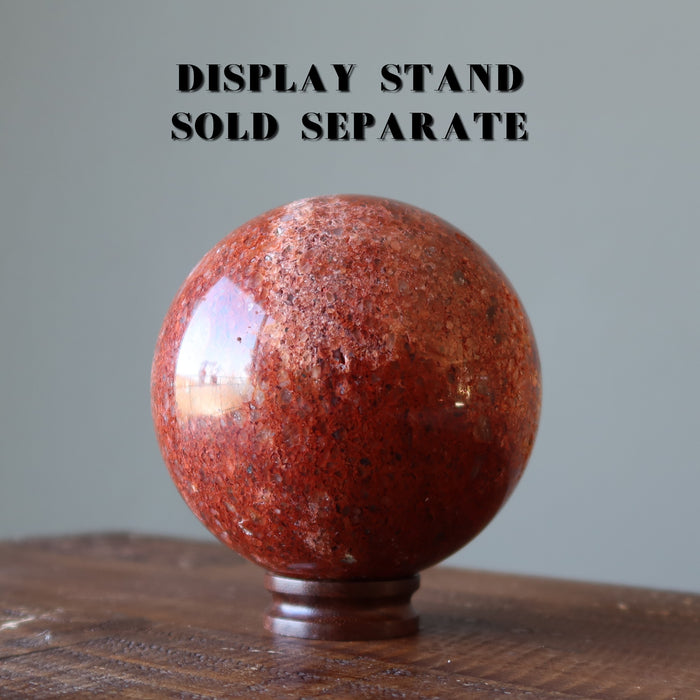 red jasper chalcedony sphere on ball stand