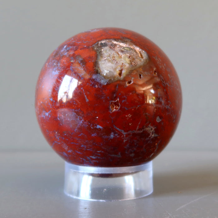Red Jasper Sphere Blue Chalcedony Veins Crystal Ball