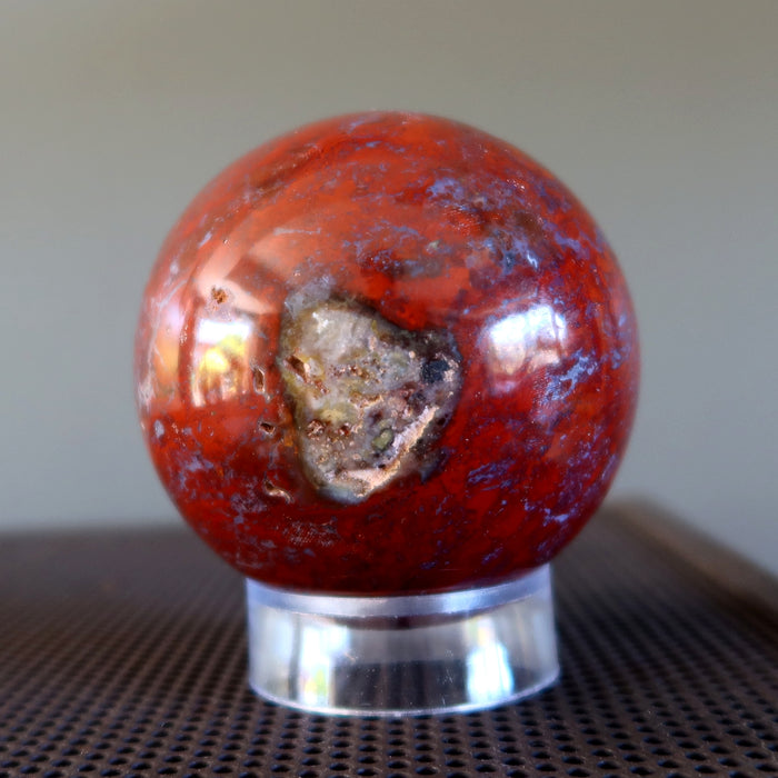 Red Jasper Sphere Blue Chalcedony Veins Crystal Ball