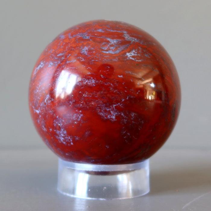 Red Jasper Sphere Blue Chalcedony Veins Crystal Ball