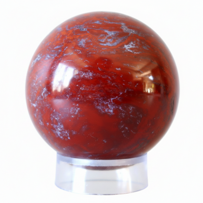Red Jasper Sphere Blue Chalcedony Veins Crystal Ball