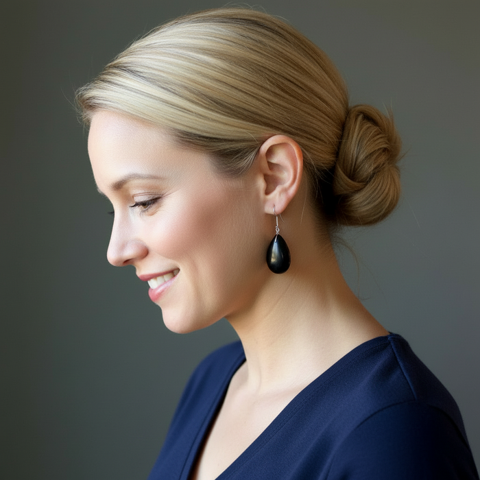 Jet Earrings Refined Elegance Sterling Silver Teardrops