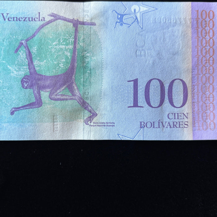 Venezuela Banknote Lot 100 Bolivares 2015 2018 Spider Monkey Birds UV Verified