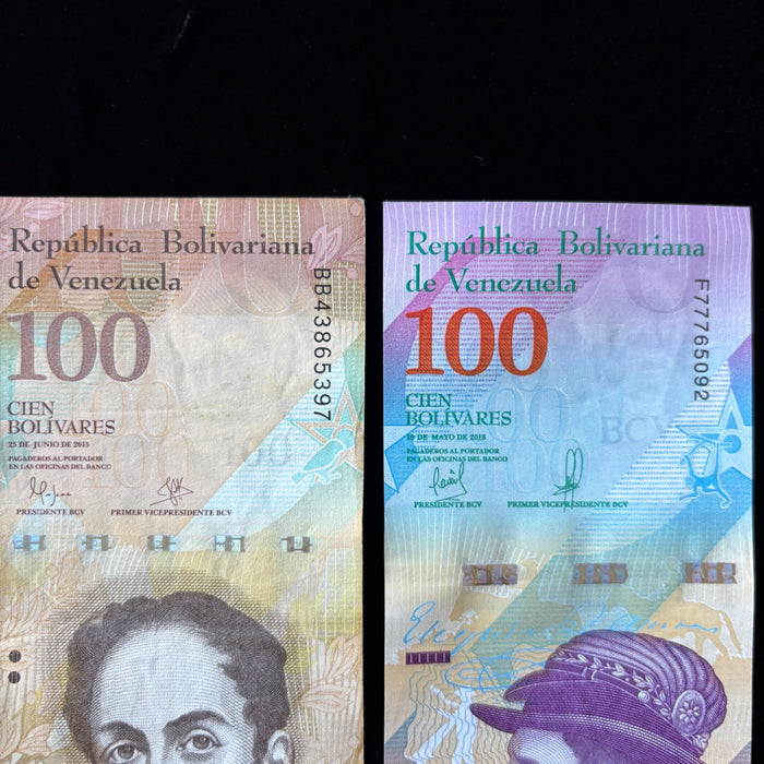 Venezuela Banknote Lot 100 Bolivares 2015 2018 Spider Monkey Birds UV Verified