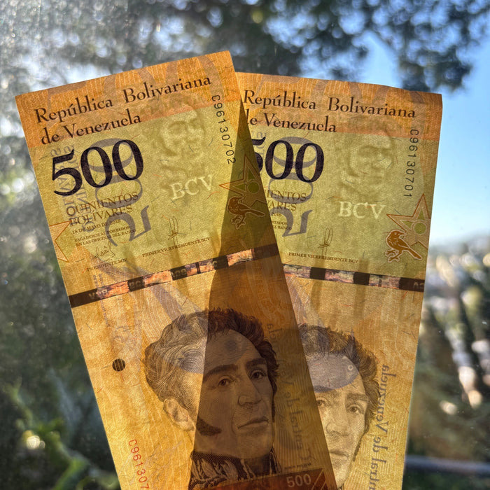 Consecutive Banknote Lot Venezuela 500 Bolivares Sequential Pair UV Verified
