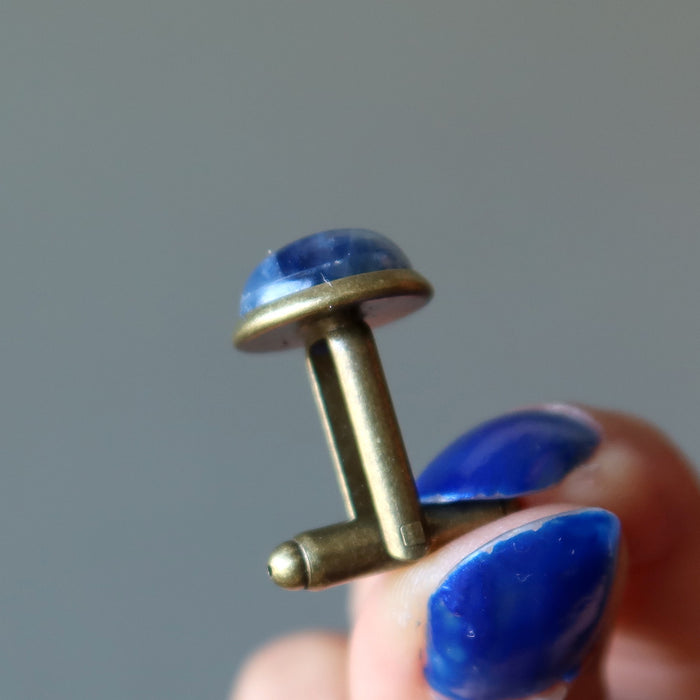 blue kyanite antique bronze cufflinks