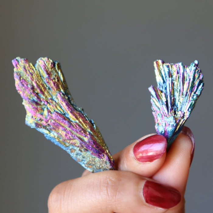 raw titanium rainbow kyanites