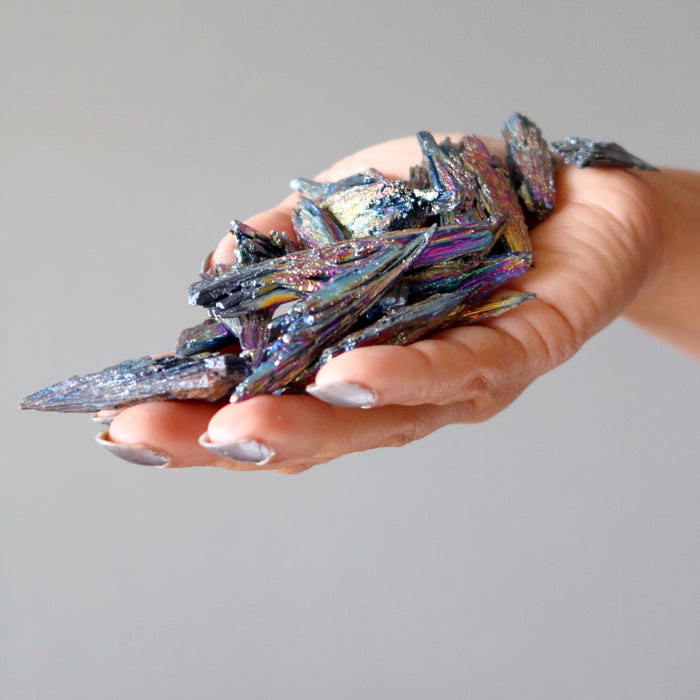 Kyanite Raw Crystal Bundle of 25 Peacock Rainbow Titanium