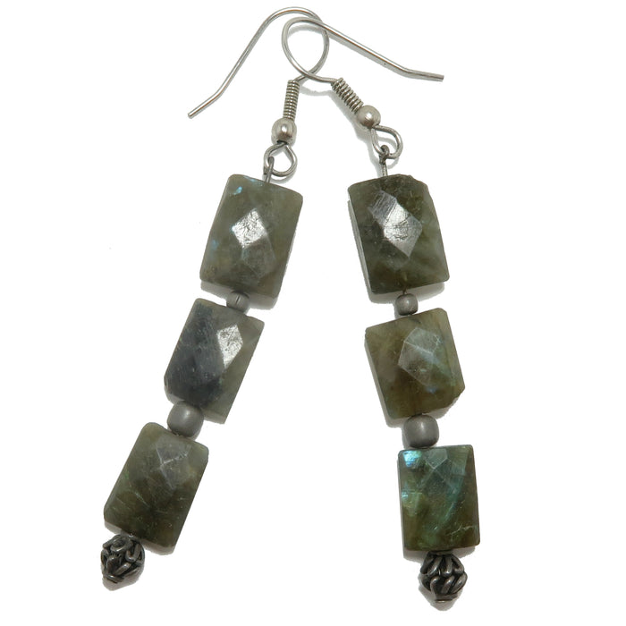 Labradorite Earrings Elegant Energy Faceted Gemstones