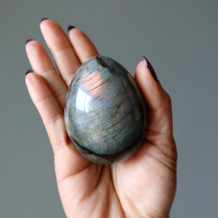 Labradorite Egg Bundle of 5 Rainbow Peacock Stones