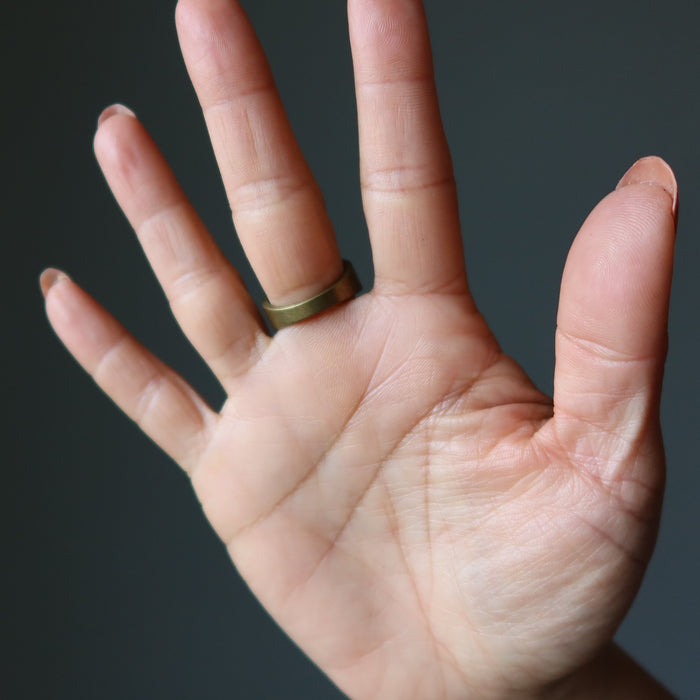 Labradorite Ring Oval Mirror of Magic Crystal Size 7.5