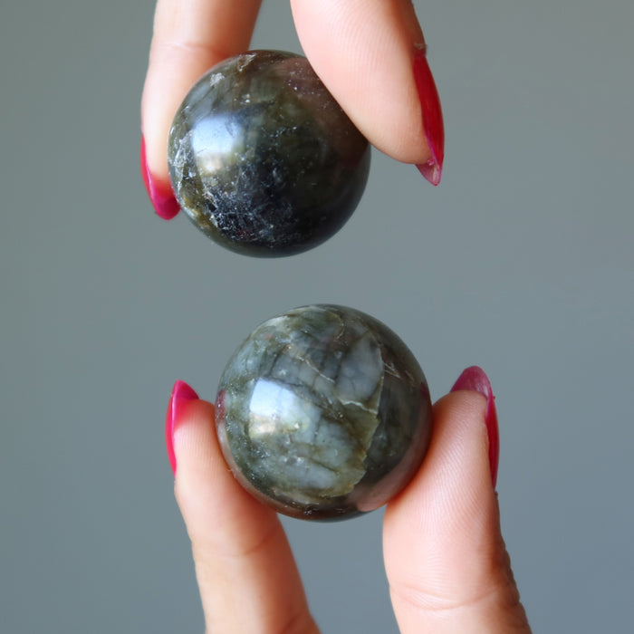 Labradorite Sphere Natural Dark Gray Protection Crystal Ball