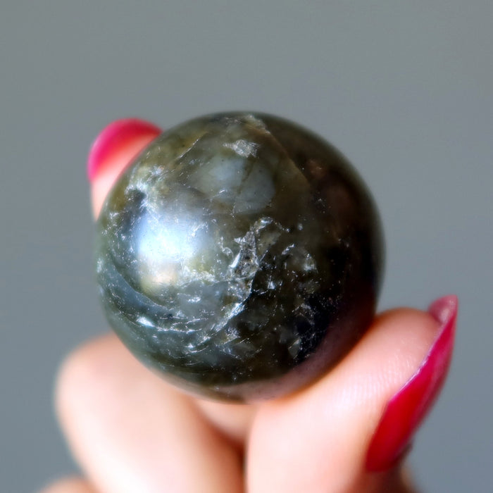Labradorite Sphere Natural Dark Gray Protection Crystal Ball