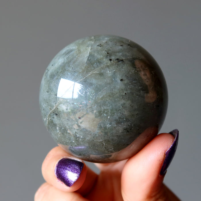 Labradorite Sphere Winks of Sheen Gray Crystal Ball