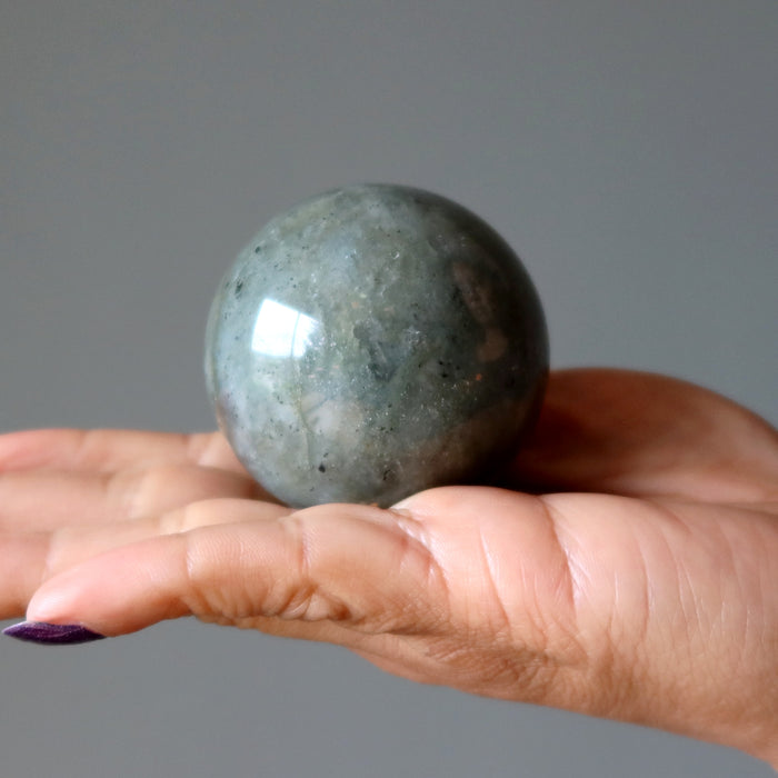 Labradorite Sphere Winks of Sheen Gray Crystal Ball