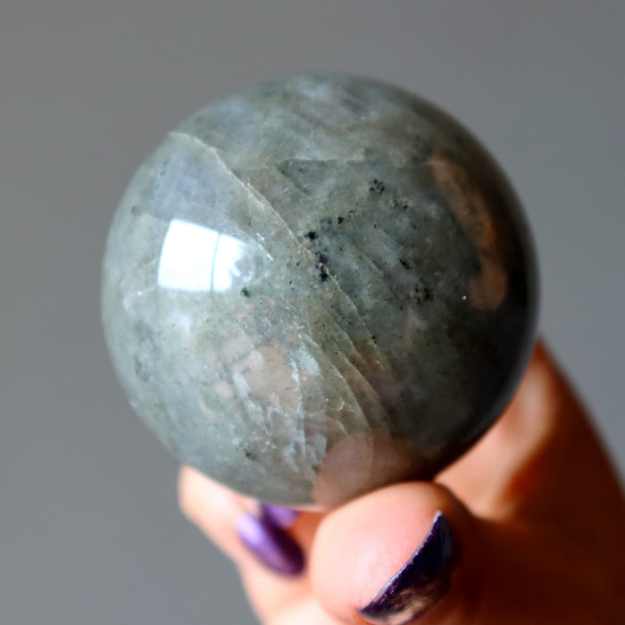 Labradorite Sphere Winks of Sheen Gray Crystal Ball