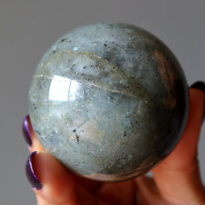 Labradorite Sphere Winks of Sheen Gray Crystal Ball