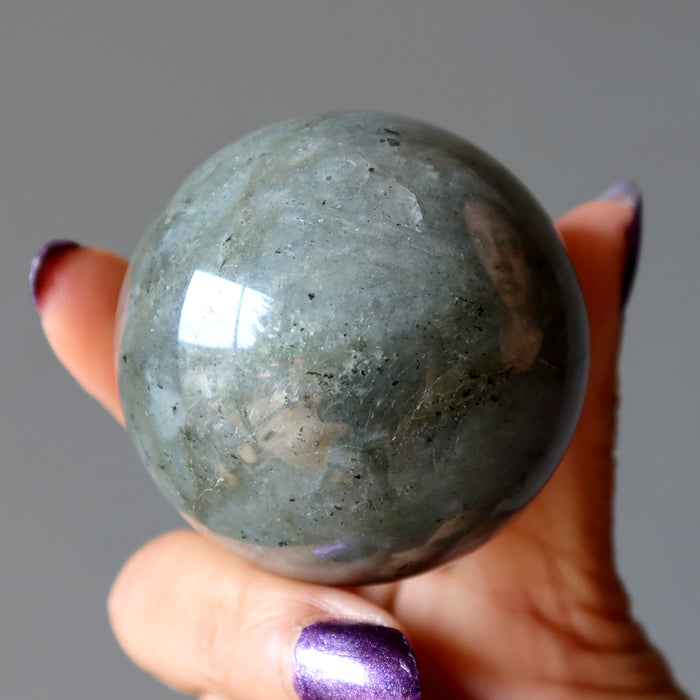 Labradorite Sphere Winks of Sheen Gray Crystal Ball