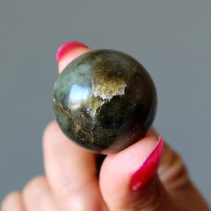 Labradorite Sphere Natural Dark Gray Protection Crystal Ball