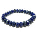 Blue beaded Lapis bracelet on a white background